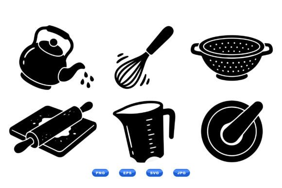 Black Kitchen Tools SVG Icons
