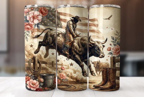 Bull Rider Americana 20oz Tumbler Wrap