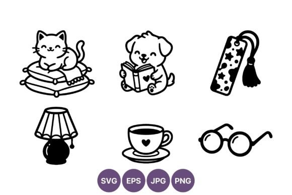 Cute Cat Puppy Reading Home Icons: A Designer's Review