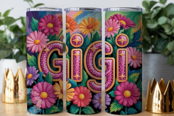 Gigi Floral Glitter 20oz Tumbler Wrap