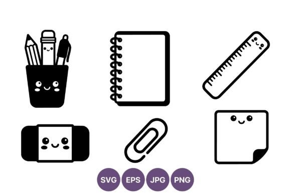 Kawaii Stationery Icons Black White: A Designer's Review