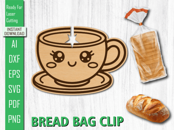 Laser Cut Kawaii Coffee Cup Bread Clip