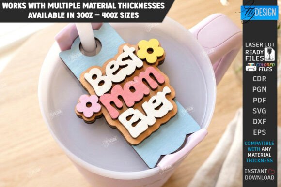 Mother's Day Stanley Topper Laser Cut