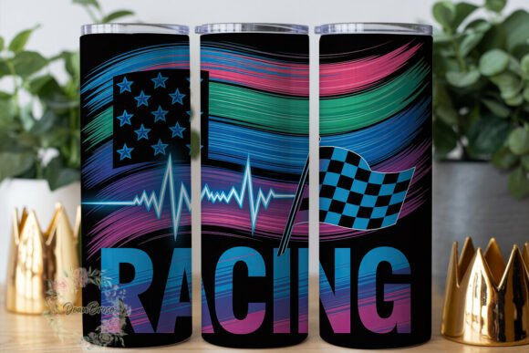 Racing Flag Neon Grunge 20oz Tumbler
