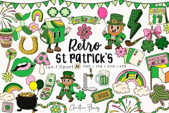 Review: 140 Retro St Patricks Clipart Bundle for Embroidery