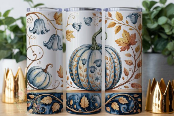 Review: Autumn Blue Pumpkin Floral Design PNG