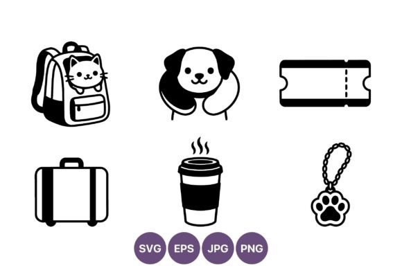 Review: Black and White Pet Travel Icon Set for Stitchers